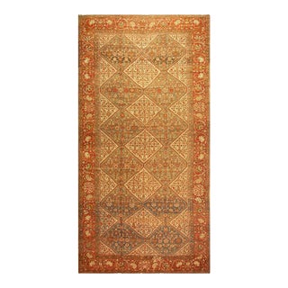 1890s Multicolor Field Diamond Antique Knotted Wool Sarouk Farahan Runner Rug For Sale