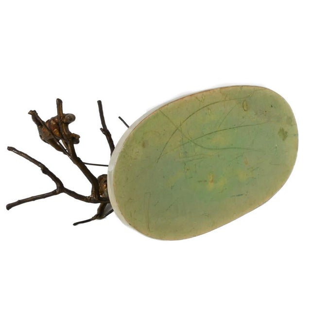 Bronze Bronze Charging Ram Figural Group Sculpture on Green Onyx Base For Sale - Image 8 of 8