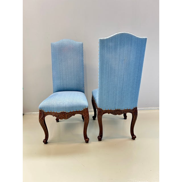 Louis XV Dining Chair in Blue Upholstery For Sale - Image 6 of 11