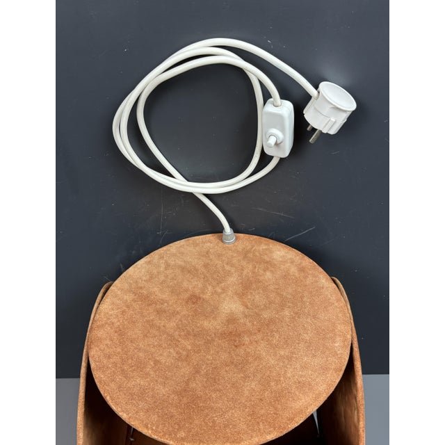 Mid-Century Terracotta Suede Table Lamp. 1970s For Sale - Image 8 of 13