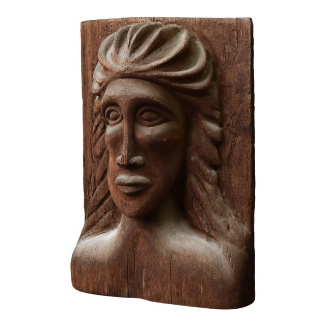 Vintage Expressive Hand-Carved Bust, Circa 1970s For Sale