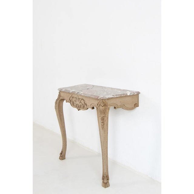 Beige Small Louis XV Oak and Marble Top Console Table, 1920s For Sale - Image 8 of 18