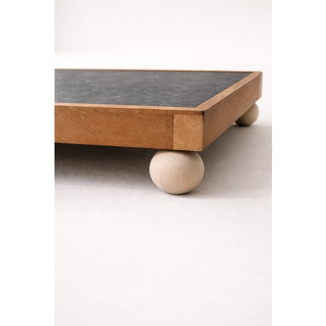 Brutalist Minimalist Table in Wood and Granite, 1990s For Sale - Image 3 of 6
