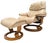 A classic Ekornes Stressless Reno recliner and matching ottoman, crafted in Norway. Known for its exceptional comfort and...