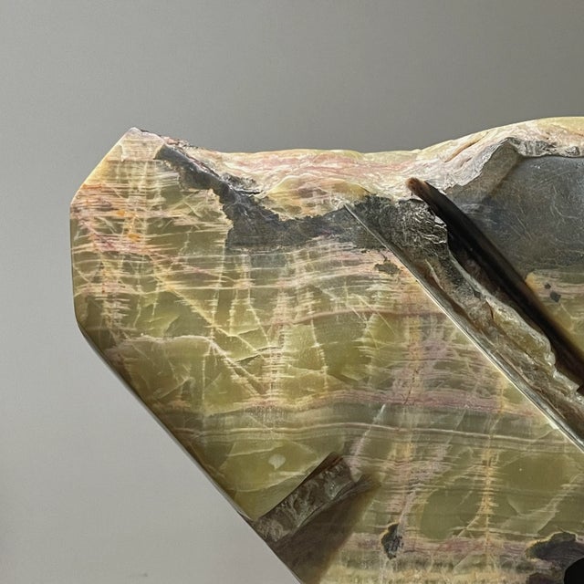 Vintage Abstract Modernist Onyx Sculpture With Wood Stand, Signed/Brancusi For Sale In Philadelphia - Image 6 of 12