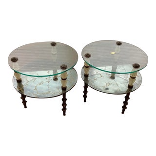 1950s Pair of Labeled Goran Belgium Hollywood Regency End Tables For Sale