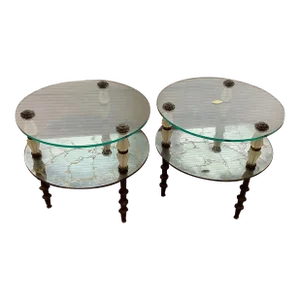 1950s Pair of Labeled Goran Belgium Hollywood Regency End Tables