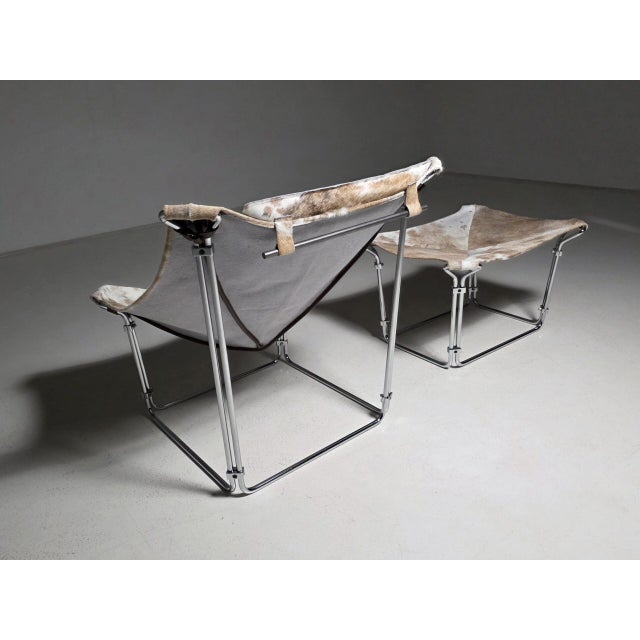 1960s Set of Buffalo Lounge Chair & Ottoman by Kwok Hoi Chan for Steiner Paris, 1969 For Sale - Image 5 of 9