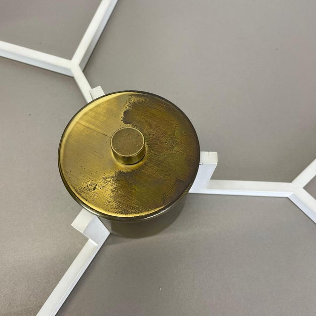 Large Brass Italian Cubic Sputnik Ceiling Light Flush Mount in the manner of Stilnovo, Gio Ponti, Italy, 1960s For Sale - Image 9 of 18