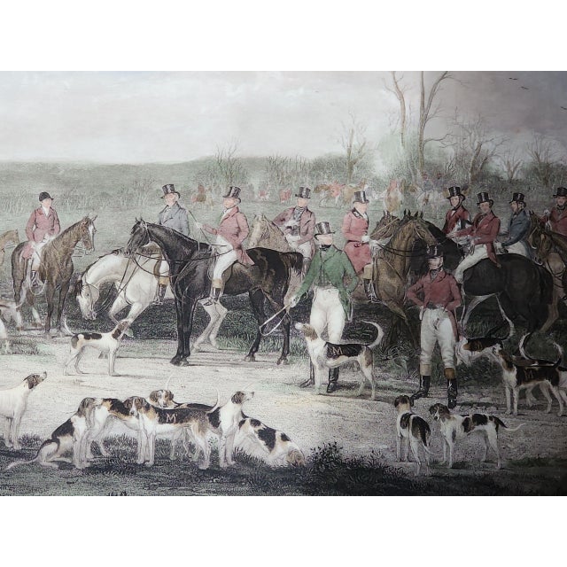 Fine Victorian hand engraved and colored etching of The Bedale Hunt, in excellent condition. Published June 7, 1842 by...