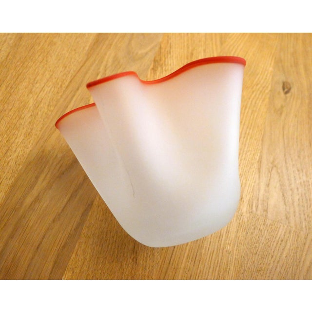 Glass Small Fazzoletto Handkerchief-Shaped Vase in Frosted Glass, 1950s For Sale - Image 7 of 13