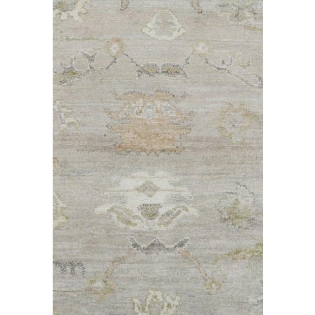 Rug & Kilim’s Oushak Style Rug in Ivory and Green With Floral Patterns For Sale In New York - Image 6 of 7