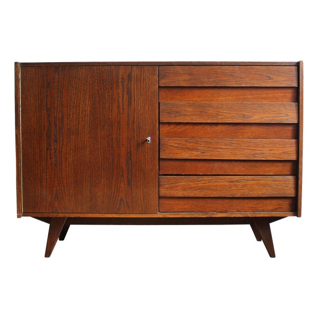 Vintage U-458 Sideboard in Dark Oak by Jiří Jiroutek for Interier Praha, Czechoslovakia, 1972 For Sale