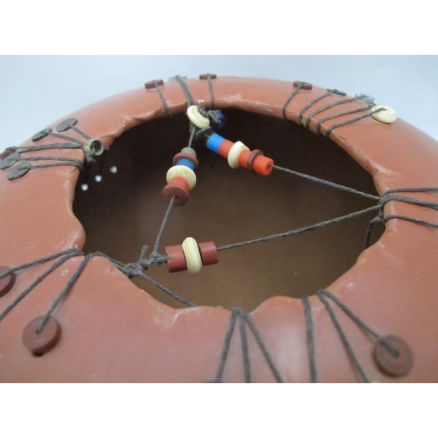 Late 20th Century Mollie Poupeney Orinda Native Pottery Bowl With Colorful Beaded Detail For Sale - Image 5 of 10