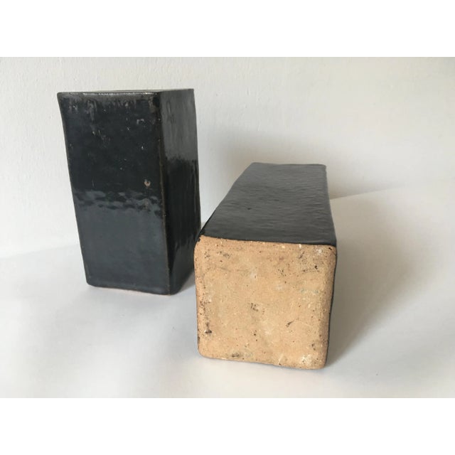 Black Cube Stoneware Vases, 1970s, Set of 2 For Sale - Image 6 of 8