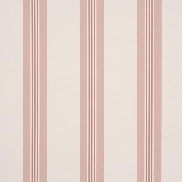 Traditional Schumacher Chatham Stripe Wallcovering In Rose For Sale - Image 3 of 6