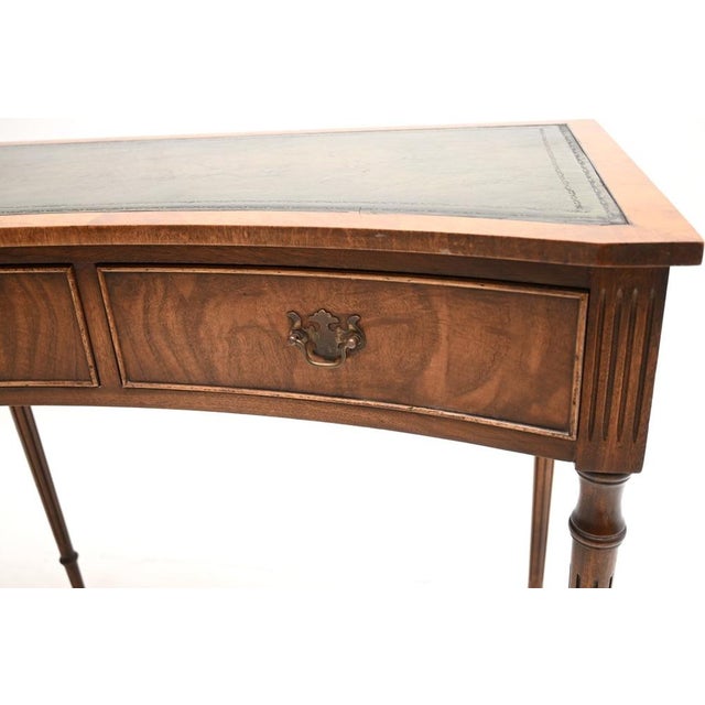 Walnut Leather Top Concave Desk, 1930 For Sale - Image 10 of 12