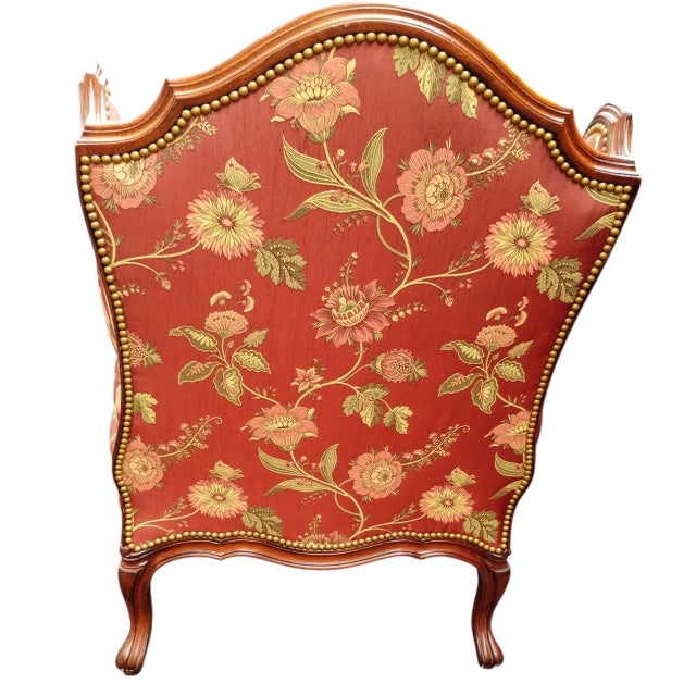 Taylor King Experience the Peak of Traditional Elegance With This Custom French Country Bergère Chair and Ottoman by Taylor King. 1980s For Sale - Image 4 of 12