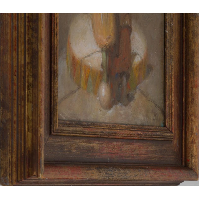 Entertainment by Vachagan Narazyan | Oil on canvas Still life with a drum and a figure. For Sale - Image 4 of 5