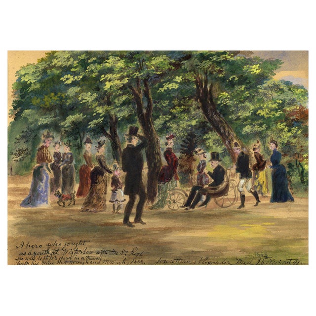 Alexander Hunter, Figures in Princes St Gardens, Edinburgh, 1888, Watercolour For Sale