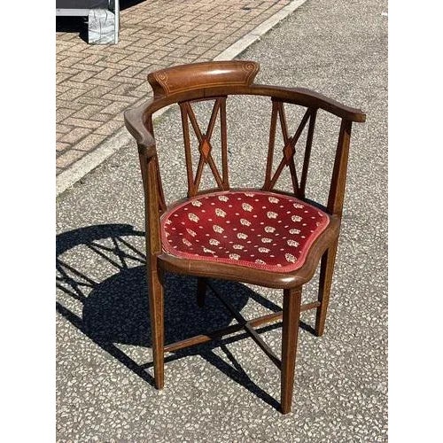 Inlaid Brown Mahogany Armchair For Sale - Image 4 of 6