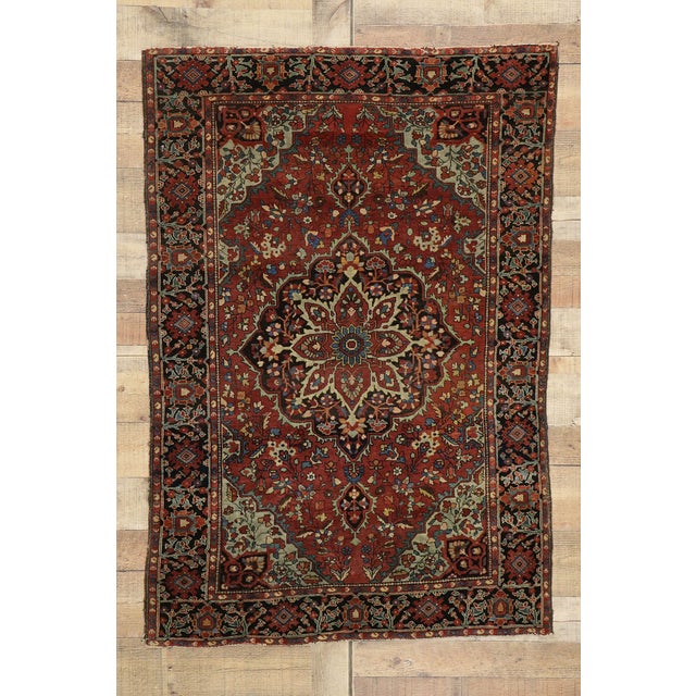 Brick Red Antique Persian Farahan Rug, 03'03 X 04'10 For Sale - Image 8 of 8