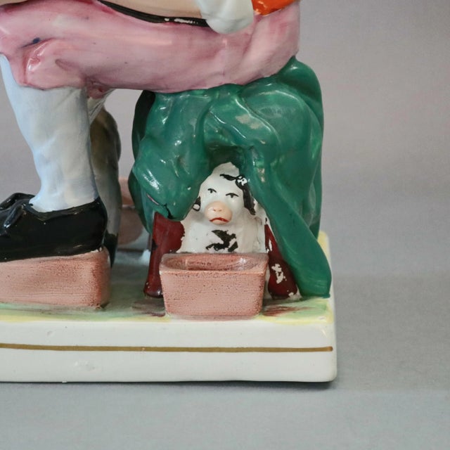 Mid 19th Century Antique English Staffordshire Hand Painted Figural Porcelain Cobbler For Sale - Image 5 of 11