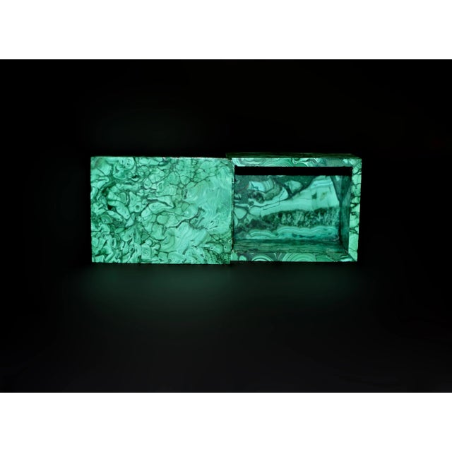 Modern Natural Malachite Box Waves Italian Hand Crafted For Sale - Image 3 of 10