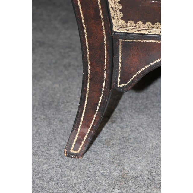 Pair Leather Wrapped and Embossed Maitland Smith Commodes For Sale - Image 13 of 14