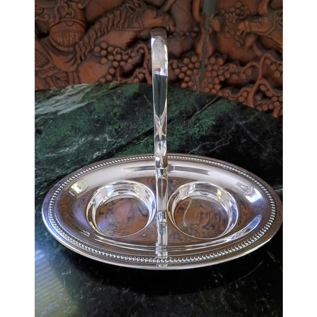 1940s French Antique Crystal & Silver Plate Cruet Serving Set Pair For Sale - Image 13 of 16