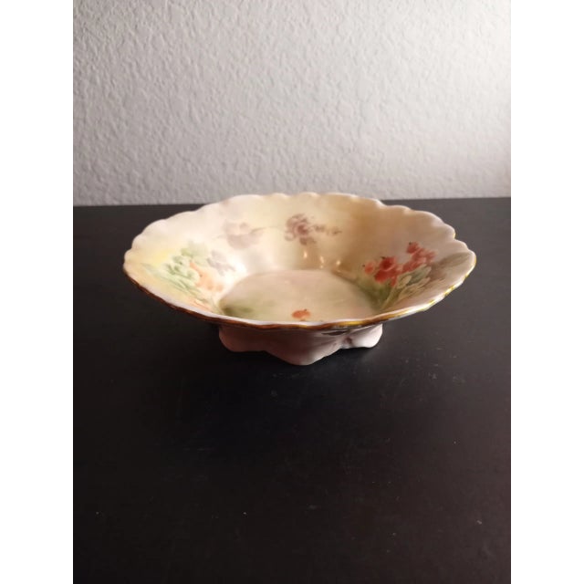 Vintage Versailles Germany Handpainted Porcelain Ruffled Bowl For Sale - Image 4 of 8