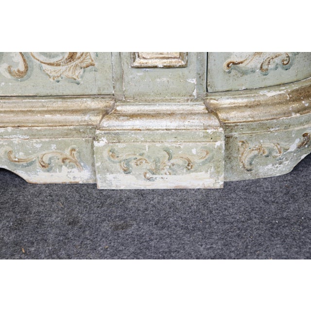 Italian Venetian Style Distressed Painted Sideboard With Faux Marble Top For Sale - Image 4 of 14