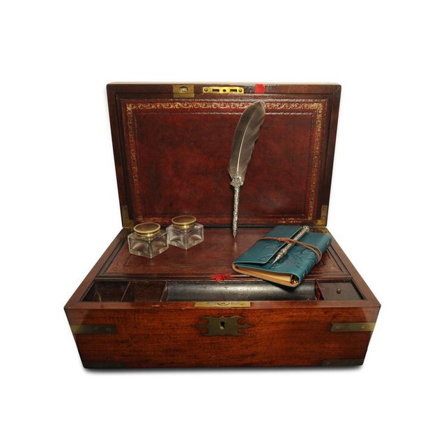 Exquisite Georgian Hand Crafted Thompson Writing Slope with Red Tooled Leather Made by Esteemed Maker with Royal Warrant...
