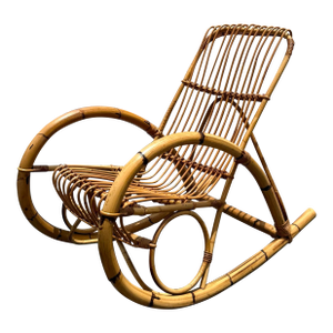 Vintage MCM Franco Albini Rattan Rocking Chair