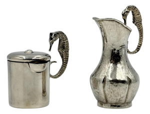 1960s Los Castillo Seahorse Silver Plate Creamer & Sugar Set
