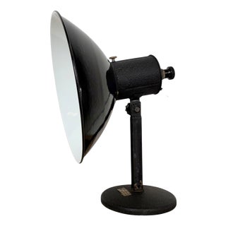 Vintage Industrial Black Enamel Table Lamp from EB, 1950s For Sale