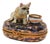 Vintage Rochard Limoges French Bulldog & Ring Cushion Porcelain Trinket Box – Circa Late 20th Century For Sale