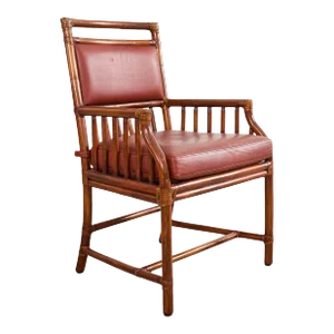 McGuire Organic Modern Rattan Leather Library Armchair