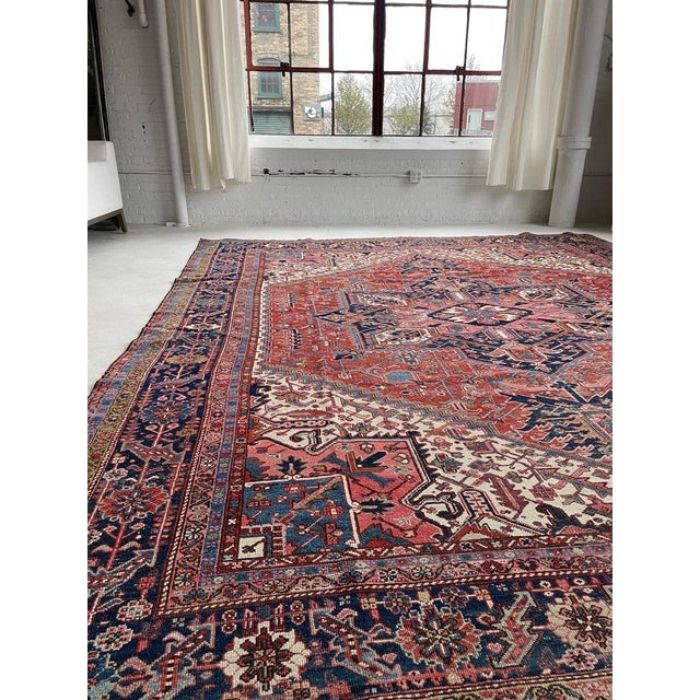 TRUE KING Mighty Iconic Antique Karaja Deep Strawberry Rug 10.6 x 13 For Sale - Image 12 of 18