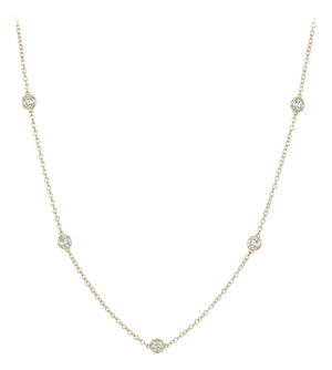 1 Carat Round Diamond by Yard Necklace Set in 14 Karat Yellow Gold