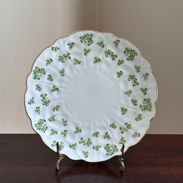 Vintage English Bone China Shamrock Decorative Dessert Plate For Sale - Image 4 of 12