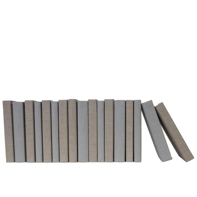 Modern Decorative Books - Driftwood Linen Wrapped Books - Tan Books By The Foot For Sale - Image 3 of 3