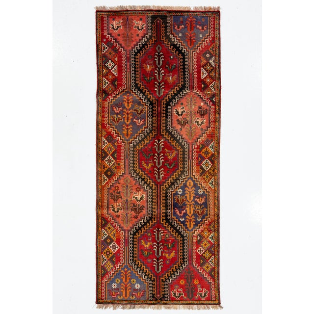 Red 4 X 8 Multicolor Vintage Shiraz Persian Wool Rug With Allover Design For Sale - Image 8 of 10