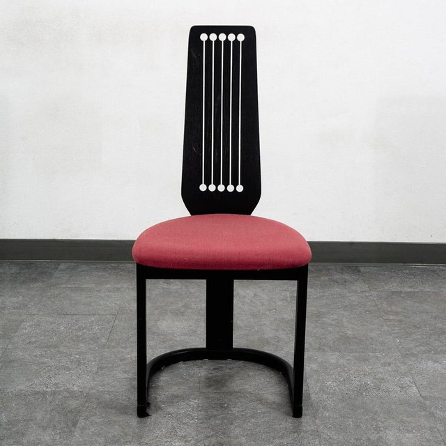 Pair of 1970s Mid Century Danish Modern Dining Chairs 2 Post Modern Black Memphis Ebonized For Sale - Image 4 of 12