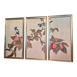 Lillian August Birds & Fruit Triptych – 3-Piece Framed Art Set For Sale