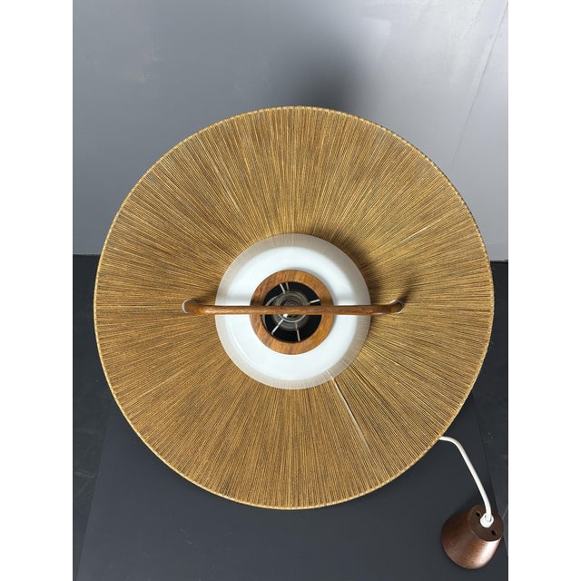 Large Mid-Century Teak and Sisal Cord Pendant from Temde Leuchten, 1960s For Sale - Image 17 of 18
