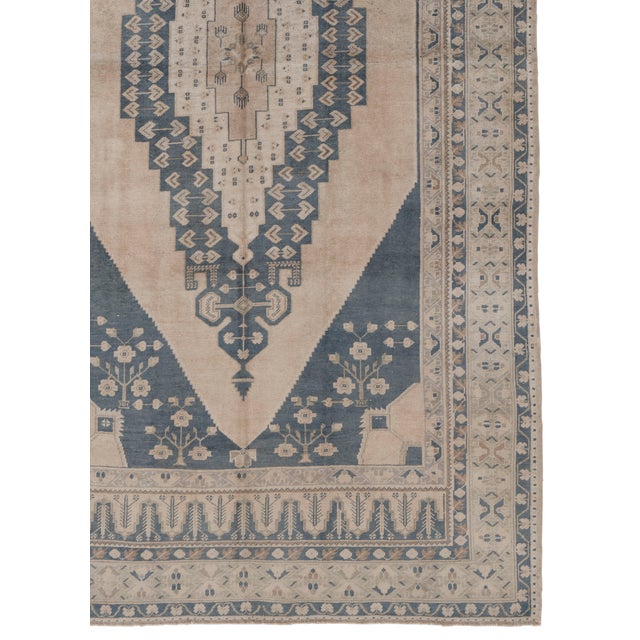 Textile Vintage Circa 1940 Subdued Turkish Oushak Tash Rug 5ft 7in X 10ft 9in For Sale - Image 7 of 8