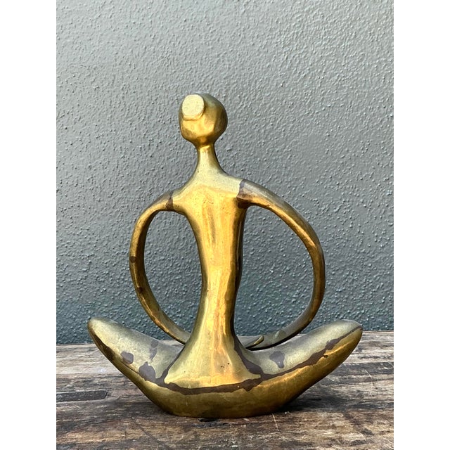 Late 20th Century Vintage Brass Abstract Figure For Sale - Image 5 of 12