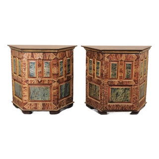 18th C Italian Halved-Hexagon Demi Cabinets For Sale