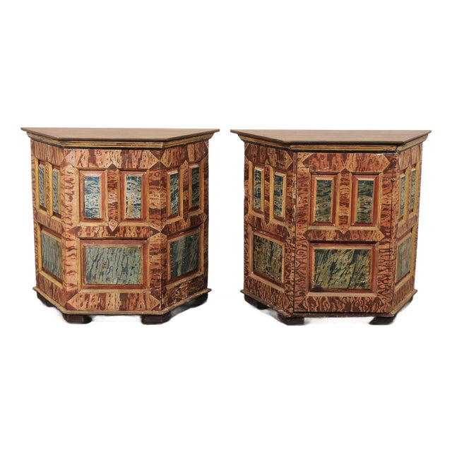 18th C Italian Halved-Hexagon Demi Cabinets For Sale